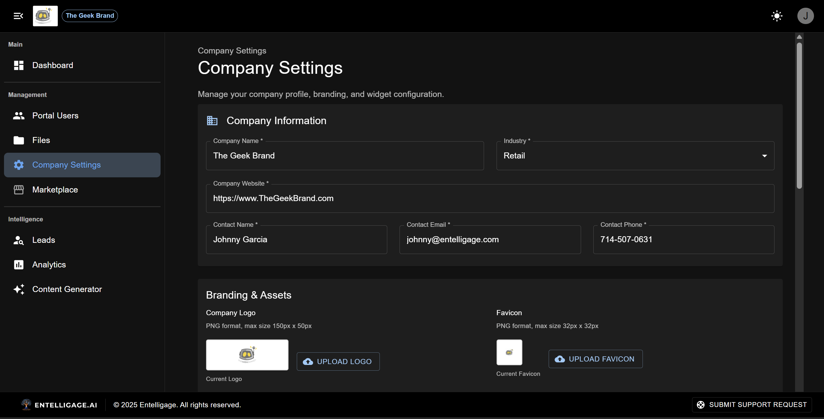 Click to enlarge Company Settings