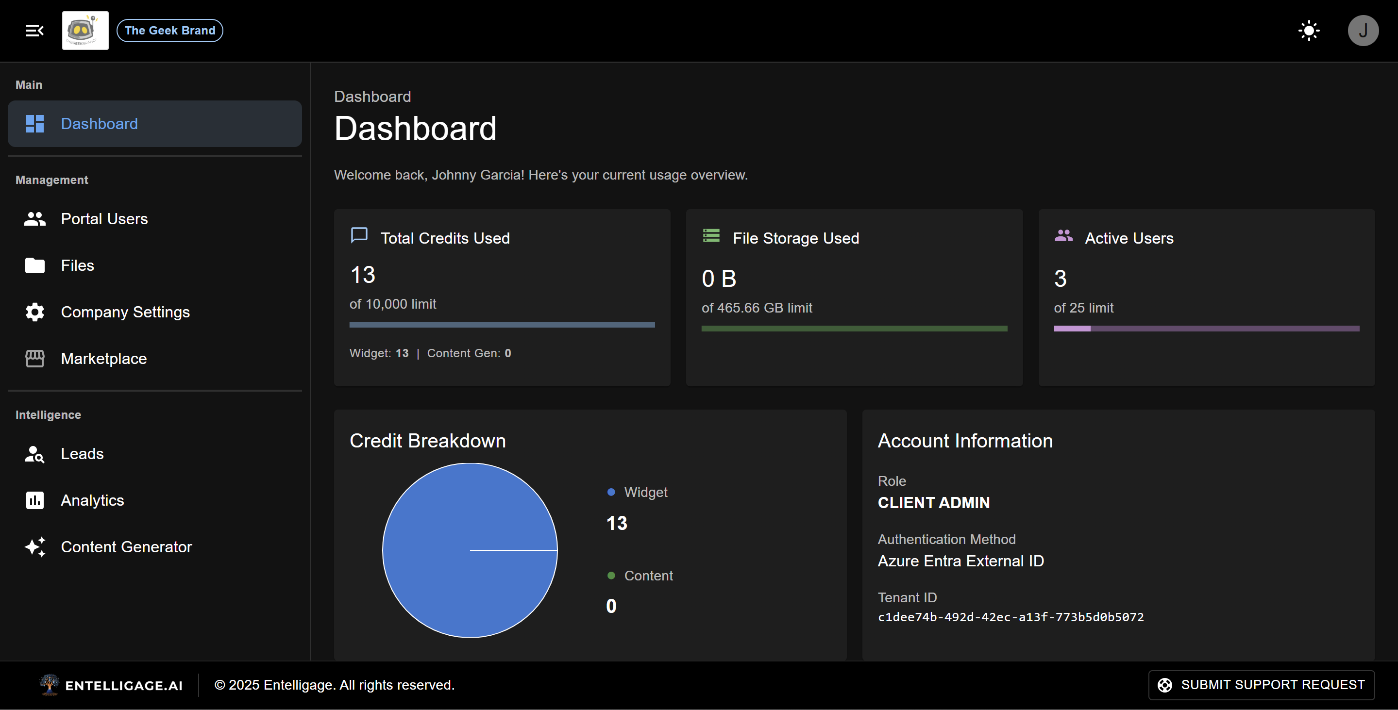 Click to enlarge PrismAI Dashboard Overview